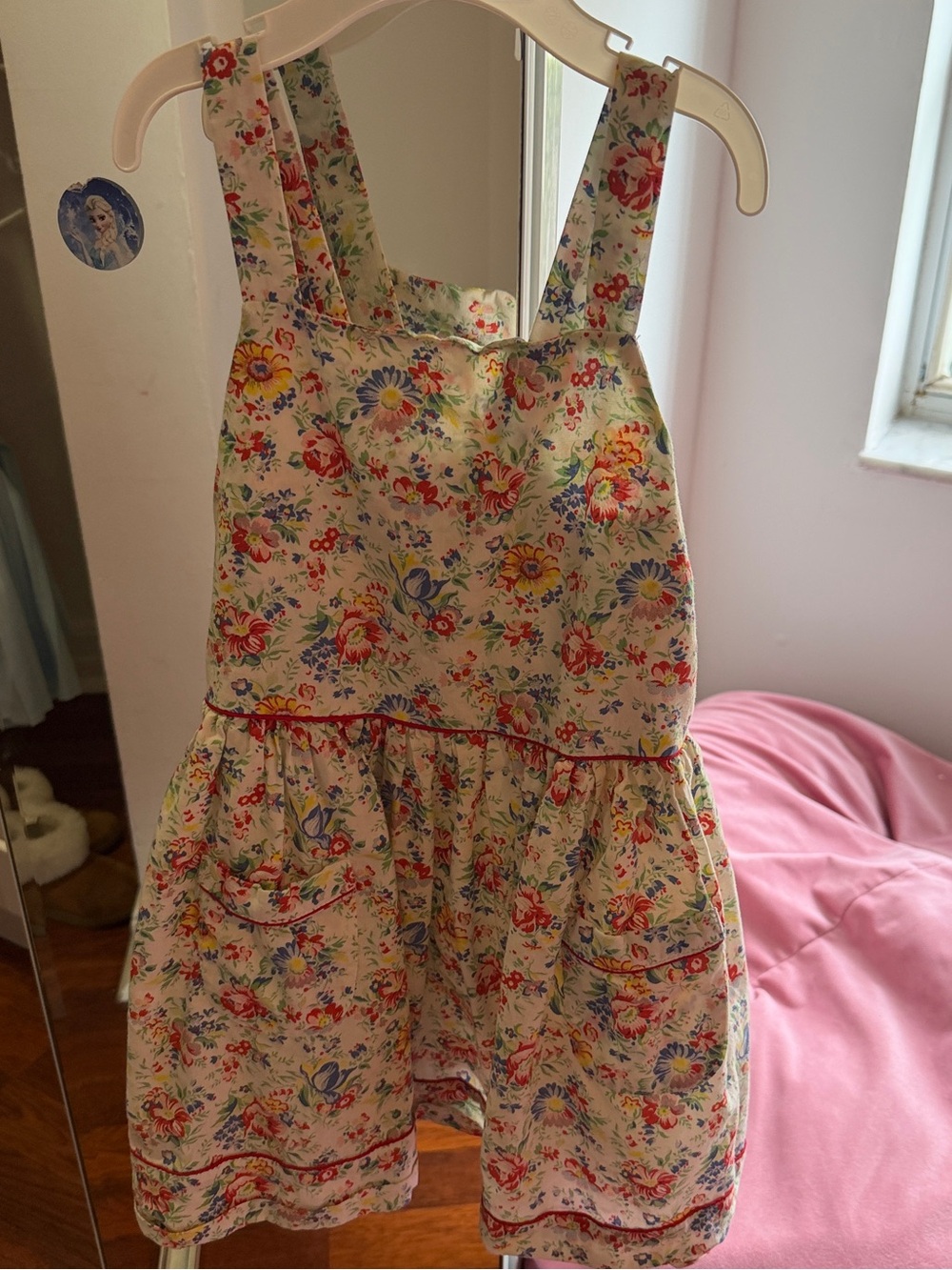 Polo by Ralph Lauren Floral Cream Sundress with Red and Blue Accents